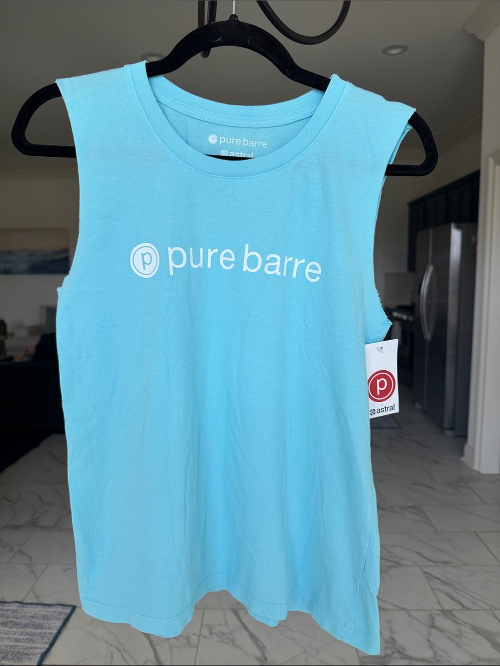 Pure Barre Aqua Blue Sleeveless Logo Tank